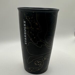 Starbucks Black and Gold Marble 12 oz Ceramic Tumbler Travel Mug Coffee/Tea Cup